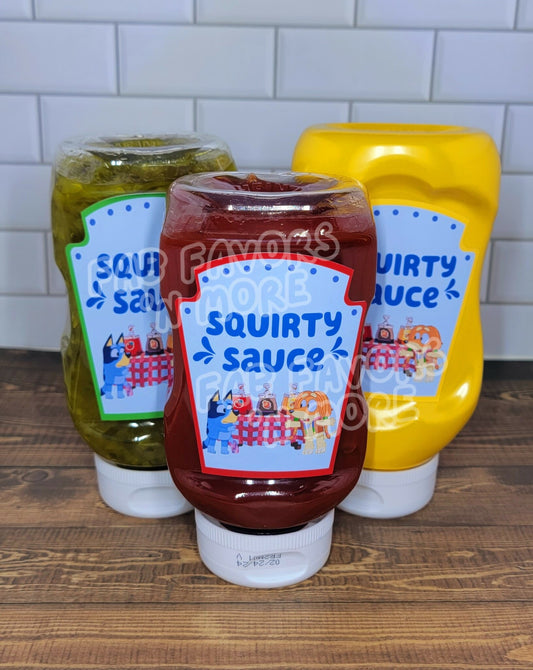 Bluey Party Decorations Squirty Sauce Condiment Labels