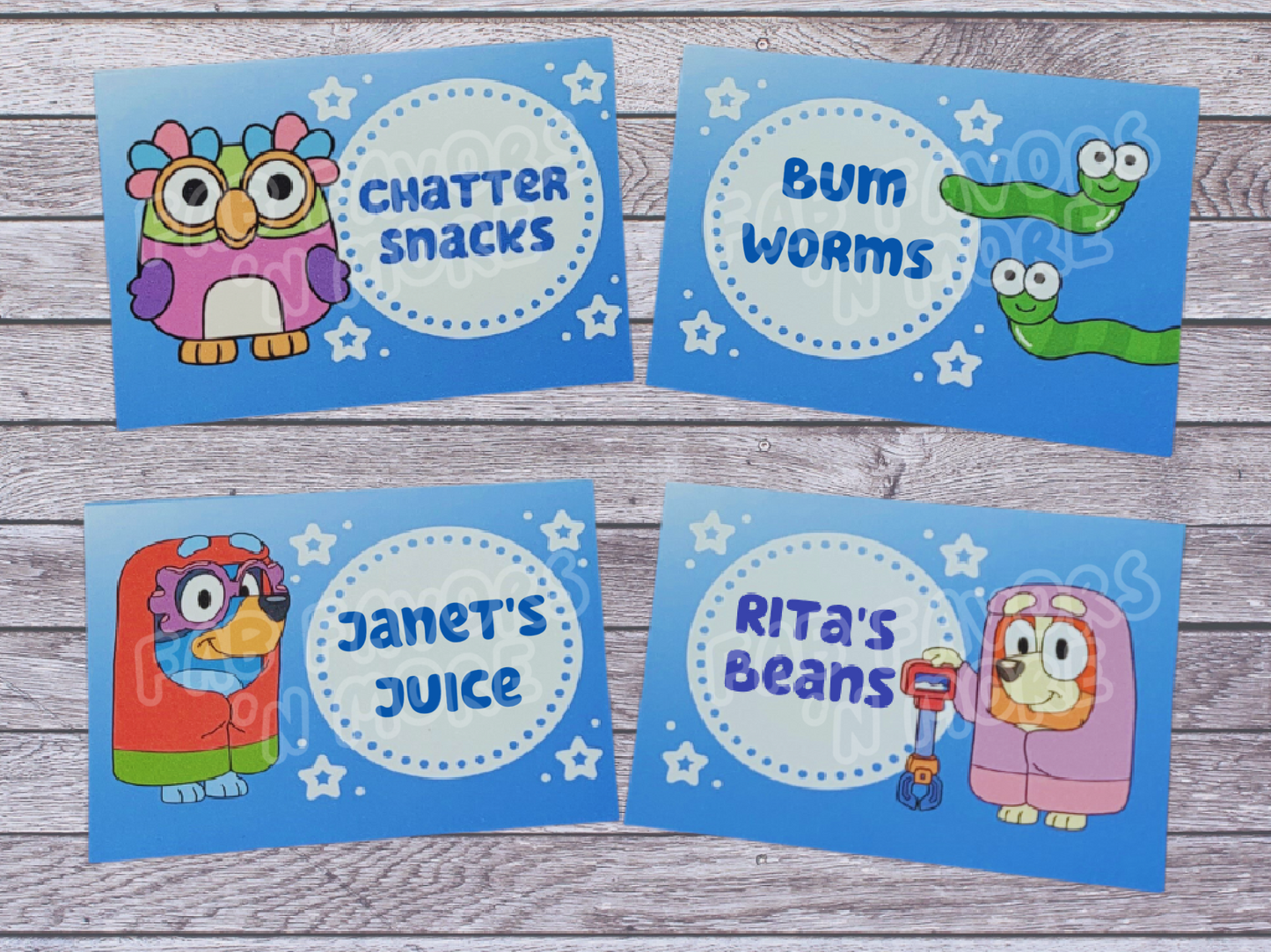 Bluey Party Decorations Bluey Food Cards